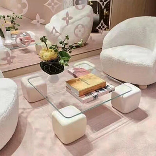 Crystal Clear Pine Wood Square Coffee Table-Coffee Table