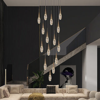 Crystal Cones Staircase Chandelier – Luxurious LED Pendant for Elegant Interiors-Staircase Chandeliers