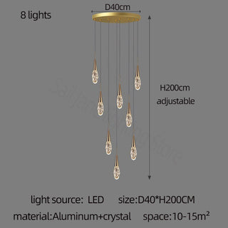 Crystal Cones Staircase Chandelier – Luxurious LED Pendant for Elegant Interiors-Staircase Chandeliers