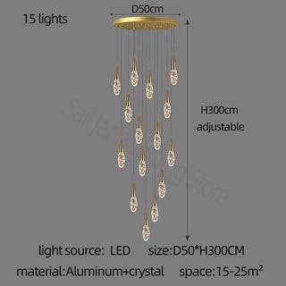 Crystal Cones Staircase Chandelier – Luxurious LED Pendant for Elegant Interiors-Staircase Chandeliers