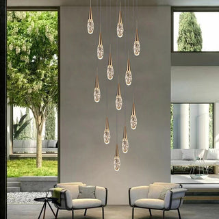 Crystal Cones Staircase Chandelier – Luxurious LED Pendant for Elegant Interiors-Staircase Chandeliers