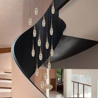 Crystal Cones Staircase Chandelier – Luxurious LED Pendant for Elegant Interiors-Staircase Chandeliers
