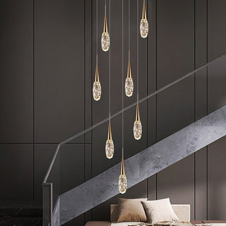 Crystal Cones Staircase Chandelier – Luxurious LED Pendant for Elegant Interiors-Staircase Chandeliers