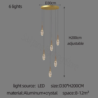 Crystal Cones Staircase Chandelier – Luxurious LED Pendant for Elegant Interiors-Staircase Chandeliers
