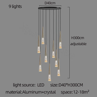 Crystal Cones Staircase Chandelier - Stunning Ambiance-Staircase Chandeliers