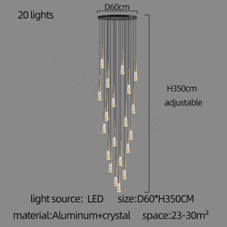 Crystal Cones Staircase Chandelier - Stunning Ambiance-Staircase Chandeliers