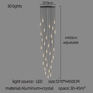Crystal Cones Staircase Chandelier - Stunning Ambiance-Staircase Chandeliers
