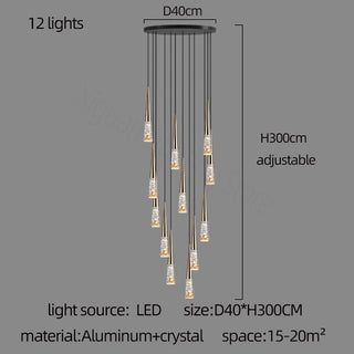 Crystal Cones Staircase Chandelier - Stunning Ambiance-Staircase Chandeliers