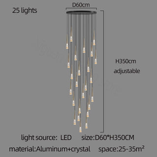Crystal Cones Staircase Chandelier - Stunning Ambiance-Staircase Chandeliers