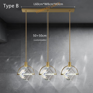 Crystal Cube LED Rotatable Pendant Chandelier-Kitchen Island
