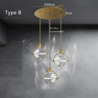 Crystal Cube LED Rotatable Pendant Chandelier-Kitchen Island