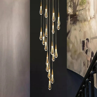 Crystal Drops Staircase Chandelier: Elegant Lighting-Staircase Chandeliers