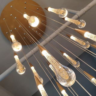 Crystal Drops Staircase Chandelier: Elegant Lighting-Staircase Chandeliers