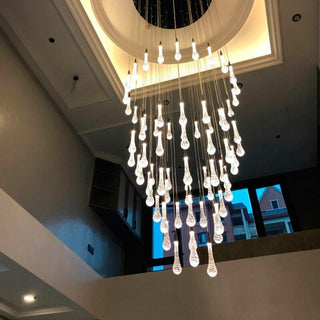 Crystal Drops Staircase Chandelier: Elegant Lighting-Staircase Chandeliers