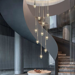 Crystal Drops Staircase Chandelier - Exquisite Home Lighting-Staircase Chandeliers