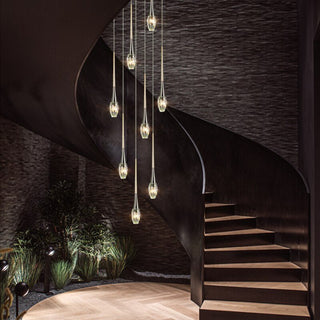 Crystal Drops Staircase Chandelier - Exquisite Home Lighting-Staircase Chandeliers