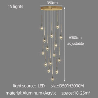 Crystal Drops Staircase Chandelier - Exquisite Home Lighting-Staircase Chandeliers