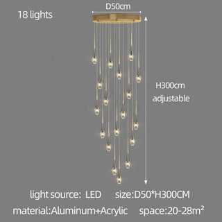 Crystal Drops Staircase Chandelier - Exquisite Home Lighting-Staircase Chandeliers