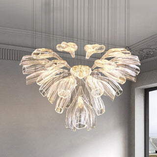 Crystal Glass Petals Chandelier: Elegant Lighting Fixtures-Chandeliers