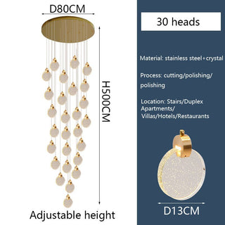 Crystal Rings Staircase Chandelier – Premium LED Pendant Light-Staircase Chandeliers