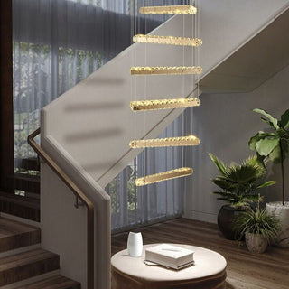 Crystal Rotating Bars Stairs LED Chandelier-Staircase Chandeliers
