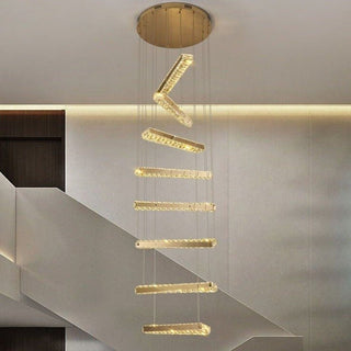 Crystal Rotating Bars Stairs LED Chandelier-Staircase Chandeliers