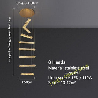 Crystal Rotating Bars Stairs LED Chandelier-Staircase Chandeliers