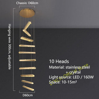 Crystal Rotating Bars Stairs LED Chandelier-Staircase Chandeliers