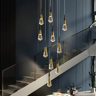 Crystal Spiral Cones Staircase Chandelier – Modern LED Lighting for High Ceilings-Staircase Chandeliers