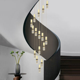 Crystal Tubes Staircase Chandelier – Luxurious LED Pendant for Elegant Stairwells-Staircase Chandeliers