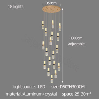 Crystal Tubes Staircase Chandelier – Luxurious LED Pendant for Elegant Stairwells-Staircase Chandeliers