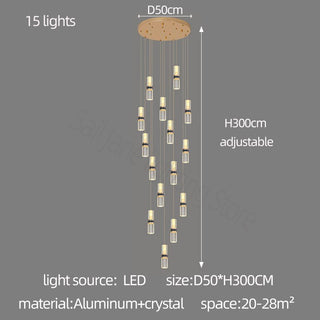 Crystal Tubes Staircase Chandelier – Luxurious LED Pendant for Elegant Stairwells-Staircase Chandeliers