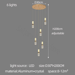 Crystal Tubes Staircase Chandelier – Luxurious LED Pendant for Elegant Stairwells-Staircase Chandeliers