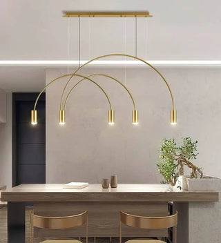 Curve Gold Hanging Light – Sleek Plated Finish with Knob Switch