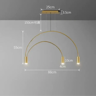 Curve Gold Hanging Light – Sleek Plated Finish with Knob Switch
