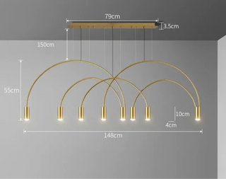 Curve Gold Hanging Light – Sleek Plated Finish with Knob Switch