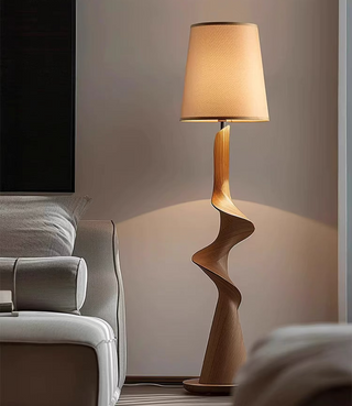 Curve Wood Floor Lamp – Sculptural Natural Wood Lighting-Lamps