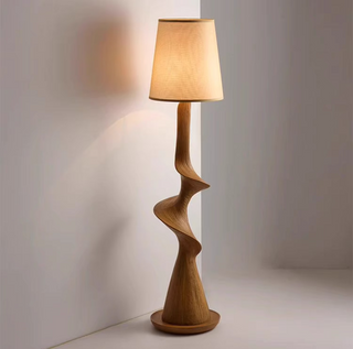 Curve Wood Floor Lamp – Sculptural Natural Wood Lighting-Lamps