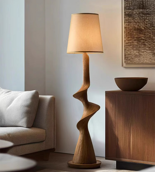 Curve Wood Floor Lamp – Sculptural Natural Wood Lighting-Lamps