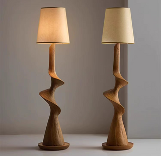 Curve Wood Floor Lamp – Sculptural Natural Wood Lighting-Lamps