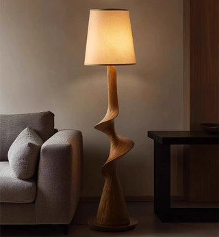 Curve Wood Floor Lamp – Sculptural Natural Wood Lighting-Lamps