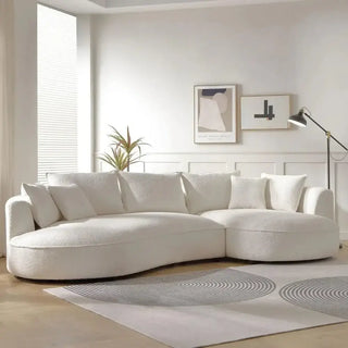 Curved Sectional Boucle Sofa Couch-Sofa Set