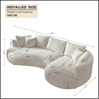 Curved Sectional Boucle Sofa Couch-Sofa Set
