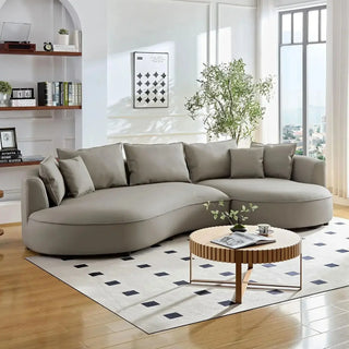 Curved Sectional Boucle Sofa Couch-Sofa Set