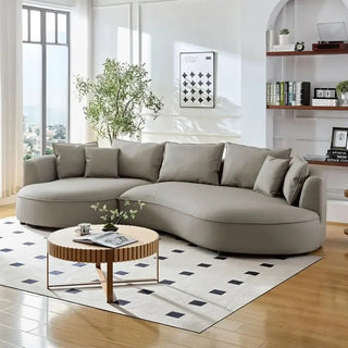 Curved Sectional Boucle Sofa Couch-Sofa Set