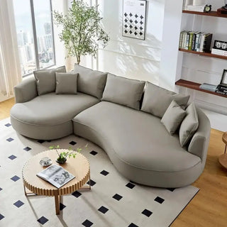 Curved Sectional Boucle Sofa Couch-Sofa Set