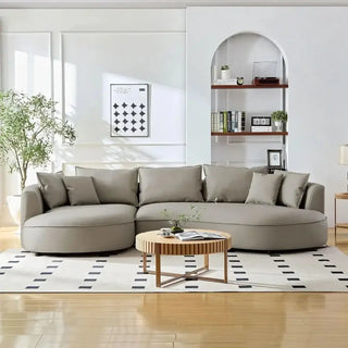 Curved Sectional Boucle Sofa Couch-Sofa Set