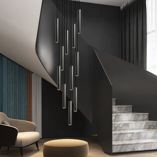 Cylindrical Pendant Staircase Chandelier-Staircase Chandeliers