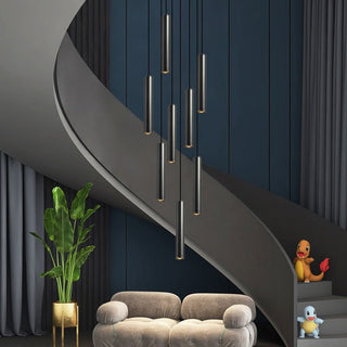 Cylindrical Pendant Staircase Chandelier-Staircase Chandeliers