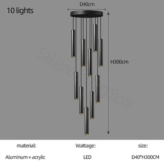 Cylindrical Pendant Staircase Chandelier-Staircase Chandeliers